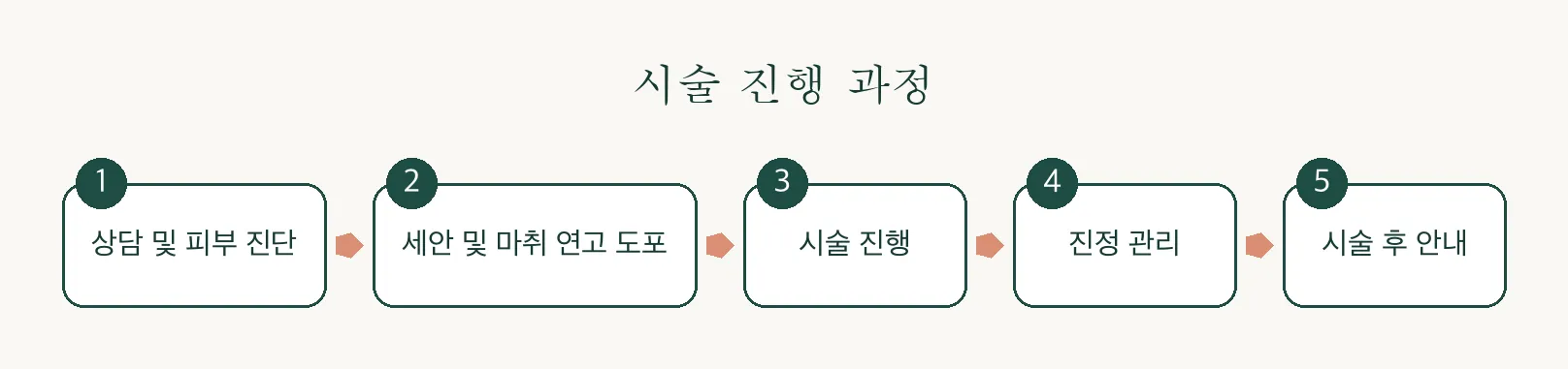 리쥬란힐러·PDRN 스킨부스터 진행 과정 인포그래픽 — 상담부터 시술 후 안내까지